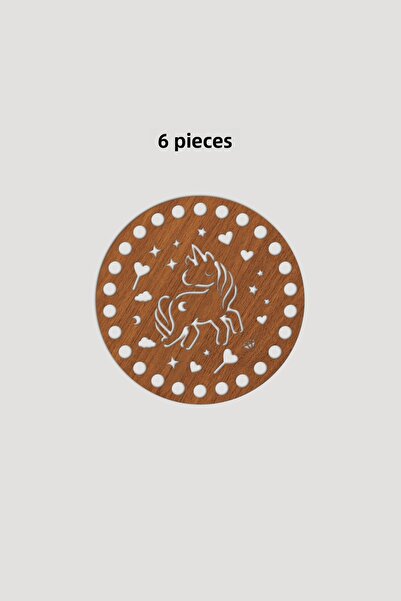 Lucena Ξύλινη Στρογγυλή Βάση Δίσκου Καλαθιού Μονόκερος 12x12 cm 6 Τεμάχια Καρυδιά 3mm