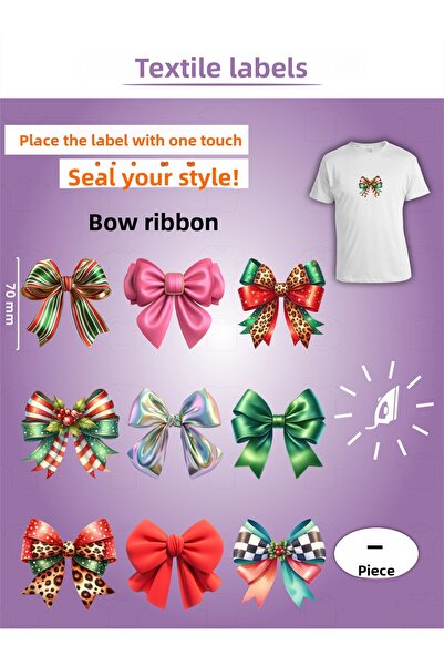 AGG Reklam Iron-On Clothing Label Bow Ribbon Set of 9