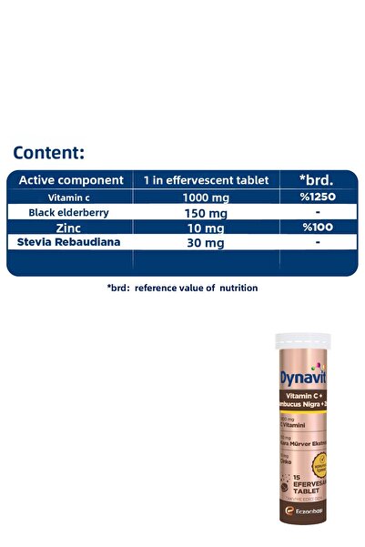 Dynavit فيتامين سي سامبوكوس نيجرا ومركب الكولاجين وحمض الهيالورونيك والبيوتين 5000 ميكروغرام - حزمة التألق المتكاملة