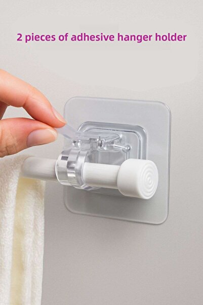 ELAMOUR مشبك لاصق شفاف للتعليق |   حامل أنابيب على شكل عصا 2 قطعة