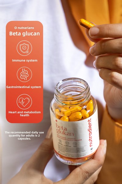 Nutradient Beta Glucan Vitamin C, Supplement Containing Zinc - 60 Capsules - Vegan