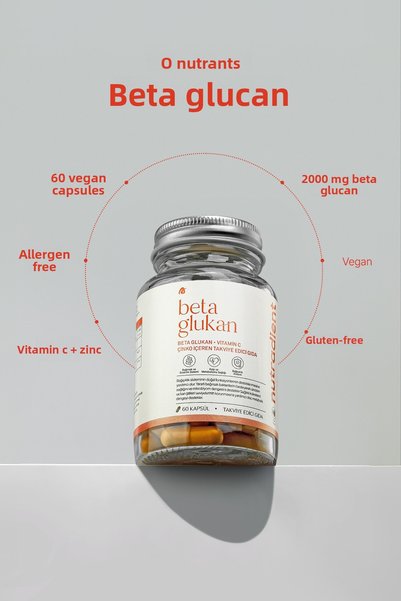 Nutradient Beta Glucan Vitamin C, Supplement Containing Zinc - 60 Capsules - Vegan