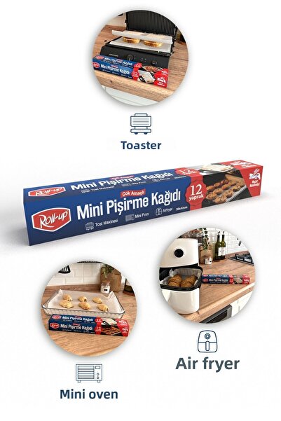 Roll-Up Cut Mini Baking Paper Airfryer - Toaster - Mini Oven compatible 12 Sheets x 4 Boxes