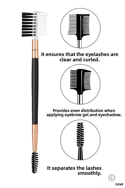 Lovendas 3-Headed Ergonomic Eyebrow and Eyelash Grooming Brush Kf008