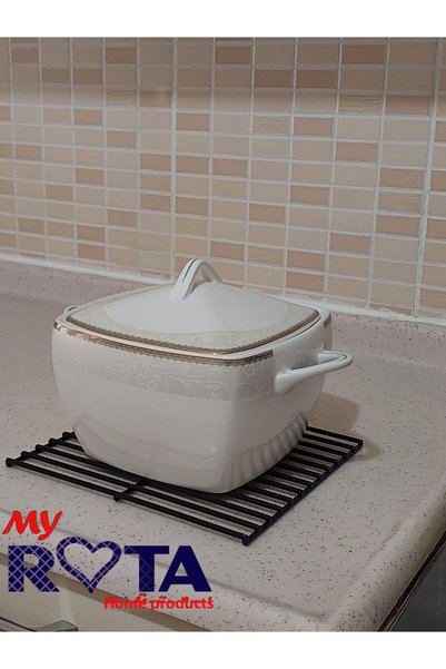 MY ROTA EV ÜRÜNLERİ Square Grid Trivet, Metal Trivet, Tea Coaster, Pot and Pan Coaster