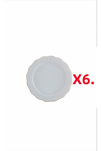 Porland Frilly Gold Gilded 6-Piece Small Dessert Plate 15 cm