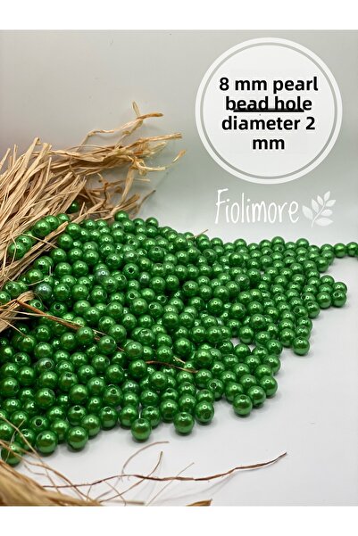 Fiolimore خرز لؤلؤ بلاستيكي أخضر عالي الجودة مقاس 8 مم (50 جرام - 150 قطعة) ح...