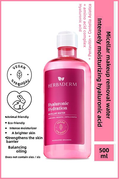 Herbaderm Hyaluronic Hydration, Intense Moisturizing Micellar Makeup Cleansin...