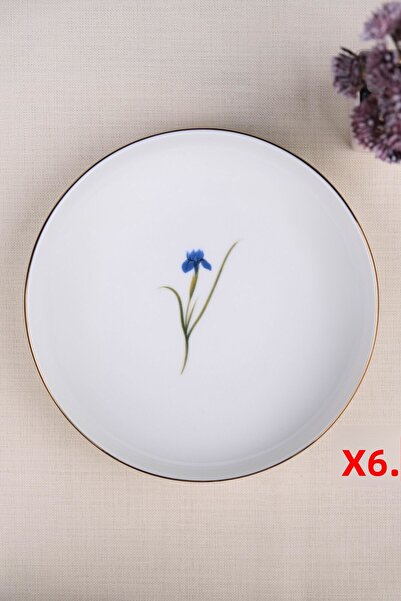 tabakevi Tabak Evi Porcelain Natura Iris Gold Gilded Deep Plate 18.50cm Set of 6