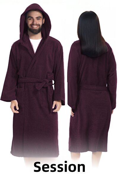 Isessia Fidel Cotton Hooded Unisex Bathrobe Adult Hooded High Absorbent 4 Seasons Use