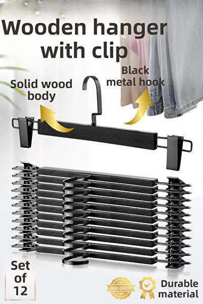 Nandy Home 12 bucăți din lemn, umerase pentru pantaloni și fuste, umerase pen...