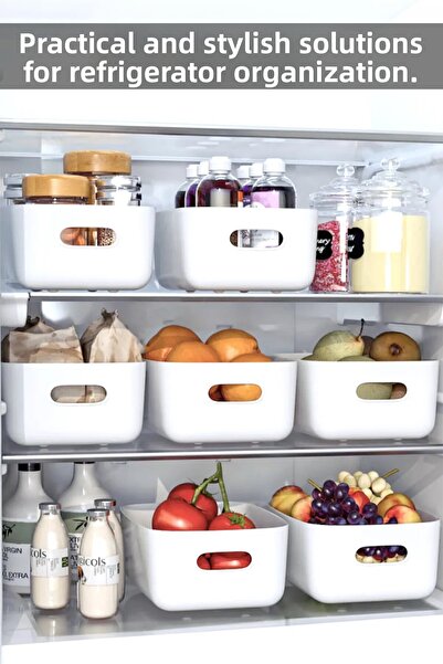 Ecolux 4 Pieces Eco+ 3.5 Lt In-Cabinet, Fridge Organizer, Bathroom, Kitchen Organizer White 24Cm16Cm11Cm