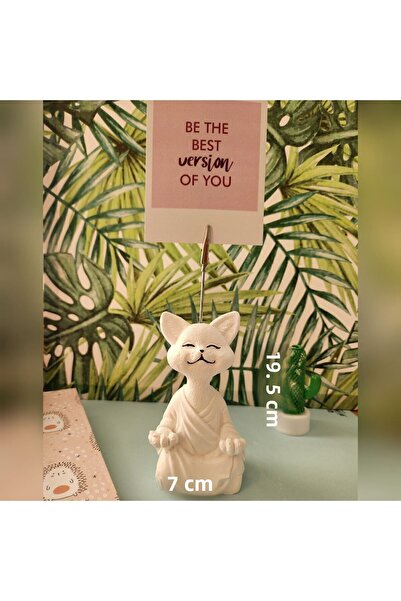 Rota Hediyelik Cat Doing Yoga Notepad Meditation Cat Statue Photo Holder
