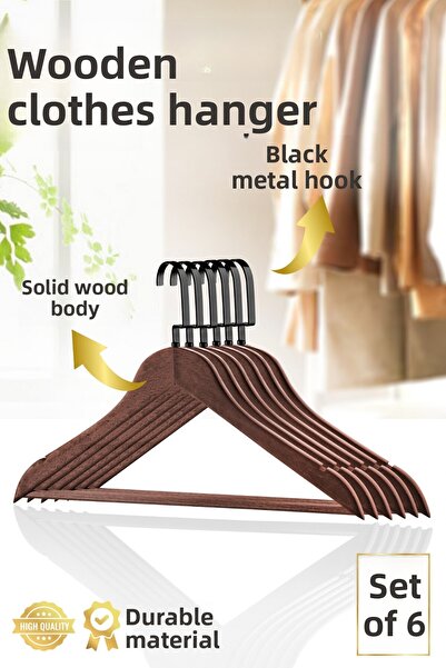 Nandy Home Set de 6 umerașe din lemn pentru cămăși și haine, umeraș pentru îmbrăcăminte