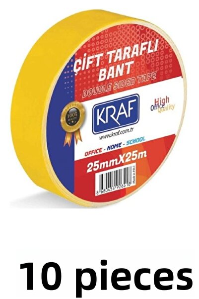 KRAF 10 Pieces 25 mm X 25 Meters Double Sided Tape