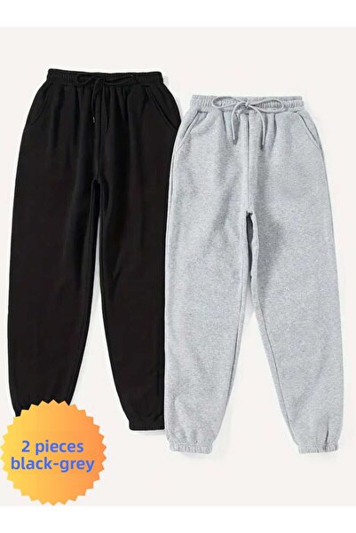 THE WHITE Boy's Black-Grey Jogger Leggings Tracksuit Bottom