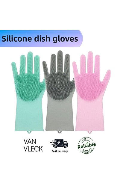 VAN VLECK زوج واحد من قفازات الغسيل السيليكون - فرشاة استحمام للكلاب والقطط، ...