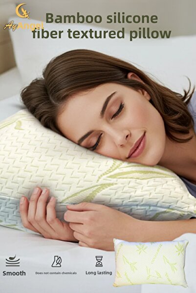 AYMELEK Pernă din bambus umplută cu fibre de silicon, cu fermoar, lavabilă, a...