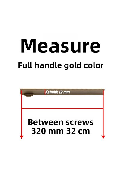 Badem10 Efes Soft Gold Drawer Handle 320 mm Long Metal Furniture Cabinet Drawer Handle Modern Decorative Design