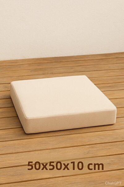 Fade وسادة كرسي حديقة مقاس 50×50×10 سم بلون بيج كابتشينو مع أربطة