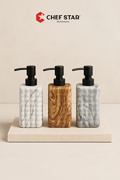 Chefstar DOZATOR DE SĂBUN LIQUID MODERN DIN PORȚELAN CU MODEL – VIZUALIZARE D...