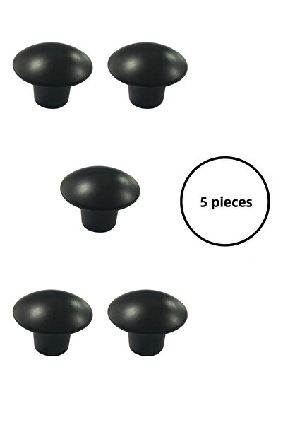 MegaVitrin مجموعة مقابض أثاث بلاستيكية سوداء غير لامعة مكونة من 5 قطع - برغي واحد - مقابض للخزائن والأدراج