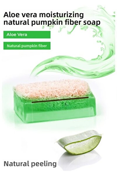 NURDAY صابون مصنوع يدويًا من ألياف اليقطين الطبيعية ومستخلص الصبار - مرطب، من...