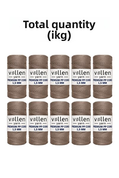 vollen yarn خيط مكرامية من البوليستر 1.5 مم 100 جرام 150 متر - عبوة من 10 قطع، خيط للسجاد والحقائب