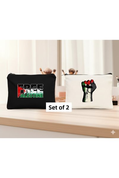 Boom town Black Ecru, Makeup Bag Set of 2, Wallet, Pen Holder, Cloth Bag