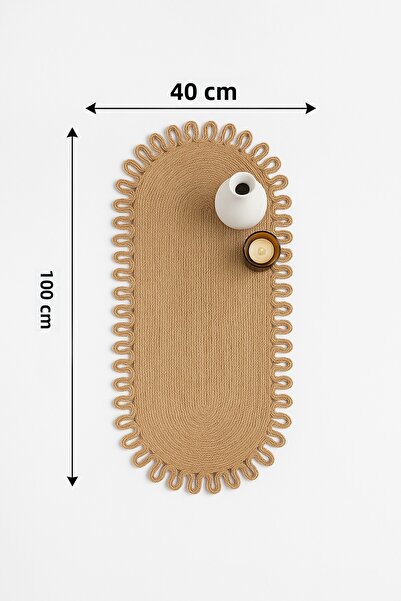 Salvia Dione Wicker Runner Decorative Tablecloth Natural Jute Oval American Service Coffee Table and Table Bohemian Home Decoration