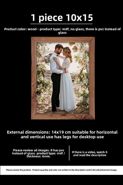 yhfoto 1 Τεμάχιο 10x15 Κορνίζα - 10x15 Ξύλινο Κορνίζα MDF - Κορνίζα Pvcli - Μ...