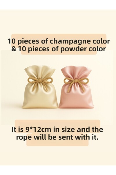 ALASEREN Saten Cloth Bag 9×12 cm Mixed 20 Pieces Engagement, Wedding, Kina Mu...