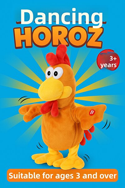 hak-iş oyuncak Halley 40 cm Plush Brown Dancing Rooster Toy