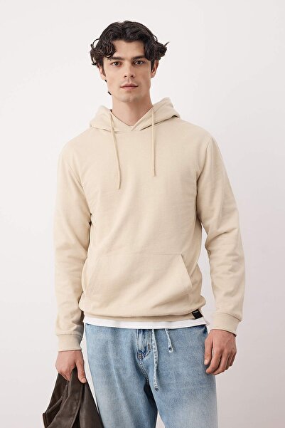 Trendyol Collection Haki-Taş 2-компонентен комплект качулка с редовна кройка и подплата от флис TMNAW24SW00000