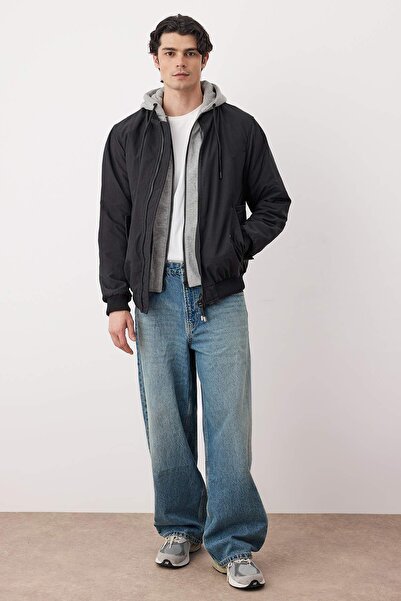 Trendyol Collection Черно Regular Fit плетено яке с качулка, унисекс, зимно TMNAW26MO00015