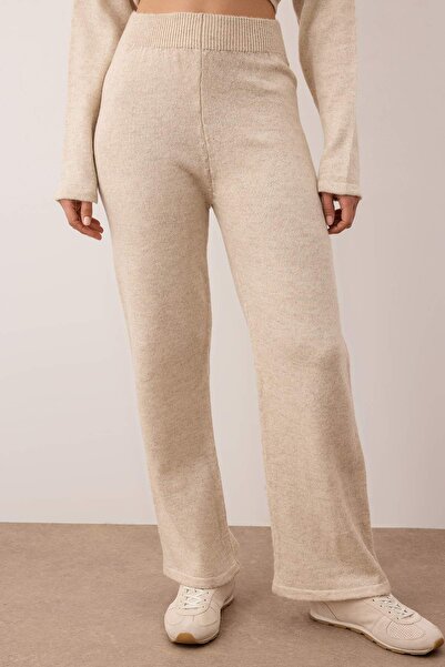 Trendyol Collection Stone Soft Texture Cardigan-Pants Knitwear Bottom - Top Set Twoaw26Au00046