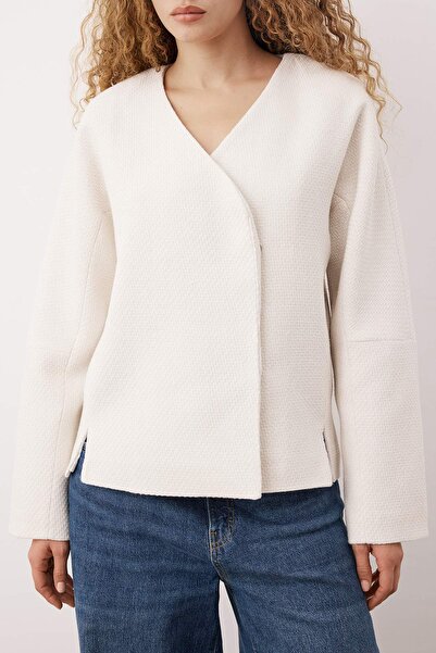 Trendyol Collection Екру двуредно сако с копчета от тъкан туид TWOAW26CE00026
