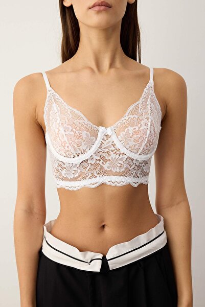 Trendyol Collection Black-White 2-Pack Lace Capless Bustier Knitted Bra Thmaw26Su00017
