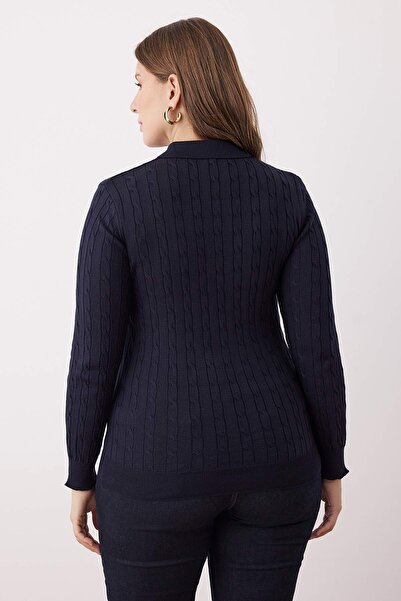 Trendyol Curve Μπλε μπλούζα πόλο με λαιμόκοψη, πλεκτή λεπτή πλεκτή μπλούζα TBBAW26AF00005