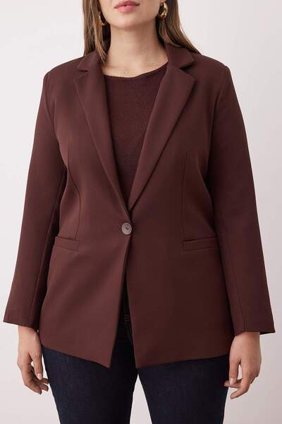 Trendyol Curve Μπουφάν με υφαντό επένδυση με σχέδιο καφέ φιδιού TBBSS22CE0195