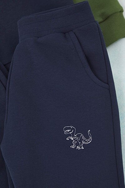 TRENDYOLKIDS Zöld pamut állatmintás, túlméretezett fiú kötött alsó - felső szett TKDAW26AU00039