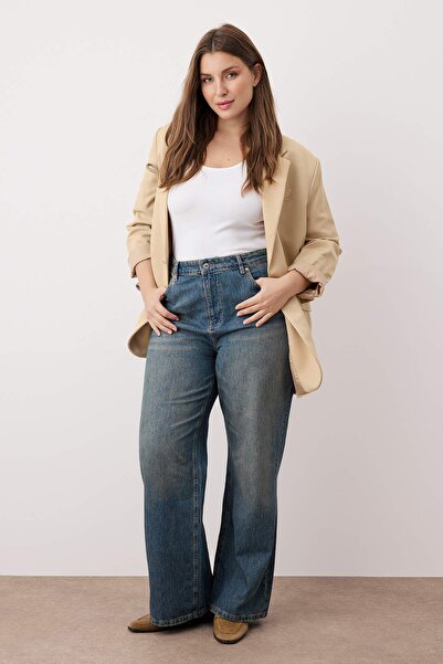 Trendyol Curve Більш екологічні джинси Mavi Soluk Efekt Vintage з високою талією і широкими штанинами TBBAW26CJ00048