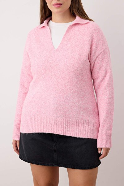 Trendyol Curve Pink Polo Neck Soft Feel Knitwear Sweater Tbbaw26An00024