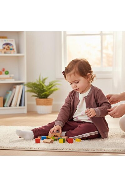 Necix's Love Embroidered College Jacket Baby Girl Triple Set