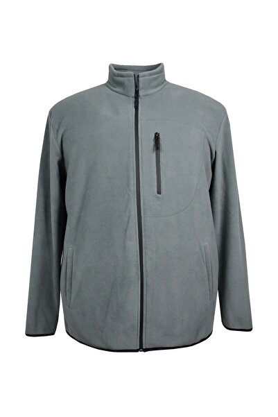 marufshop Plus Size Zippered Fleece Sweatshirt Gray