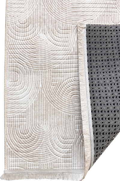 trivago halı Yıkanabilir Saçaklı Püsküllü Leke Tutmaz Kaymaz Taban Kesme Kabartmalı Salon Koridor Mutfak Halı BEJ