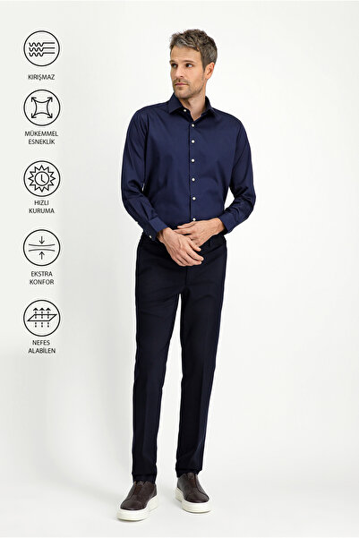 Kiğılı Techno-Line Slim Fit Dar Kesim Likralı Örme Klasik Kumaş Pantolon