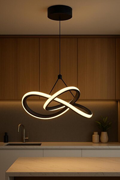 VENON Ledli Avize Karat Ledli Tekli Avize Sarkıt Siyah Gövde 3 Renk Led Aydın...