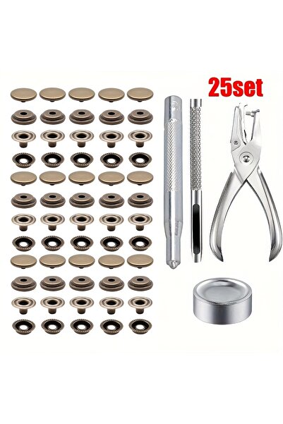 Choice طقم أزرار كبس من الفولاذ المقاوم للصدأ من النحاس العتيق، مكون من 25 قط...