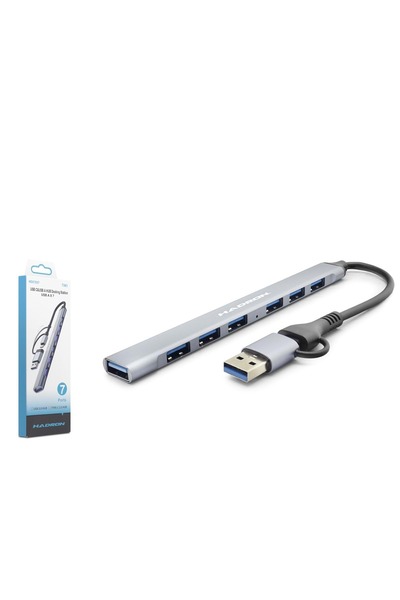 HADRON HDX7857 USB 3.0 & Type-C Hub 7 Port - Gri